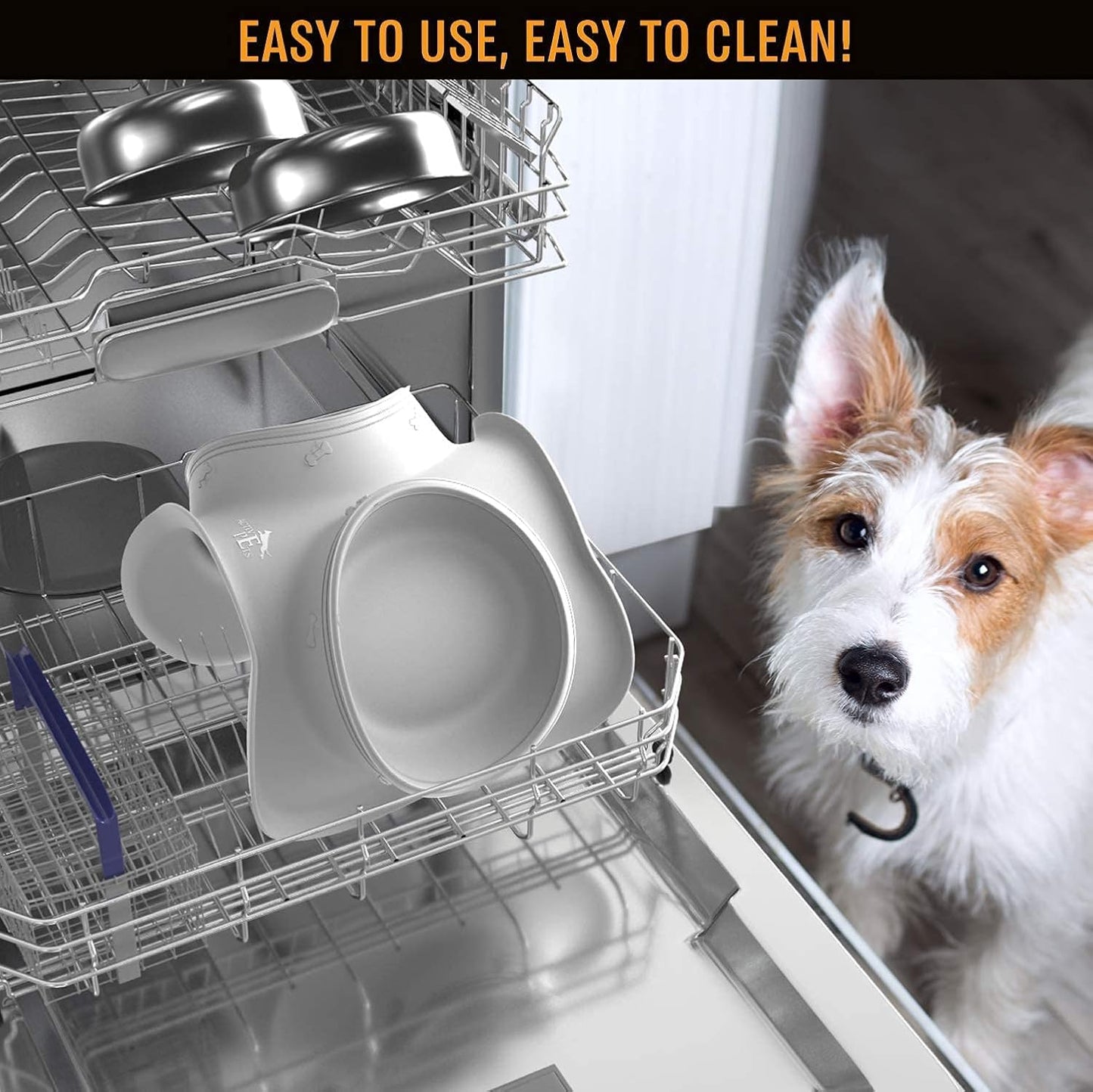 Stainless Steel Dog Bowl Set with Skid-Resistant Silicone Mat - No Spill, Mess-Proof Design for Small to Large Dogs