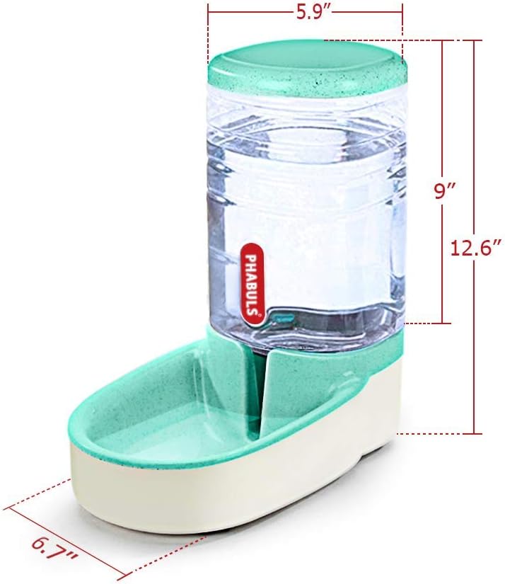 1 Gallon Automatic Pet Water Dispenser and Cat Feeder for Small to Medium Pets (Green)