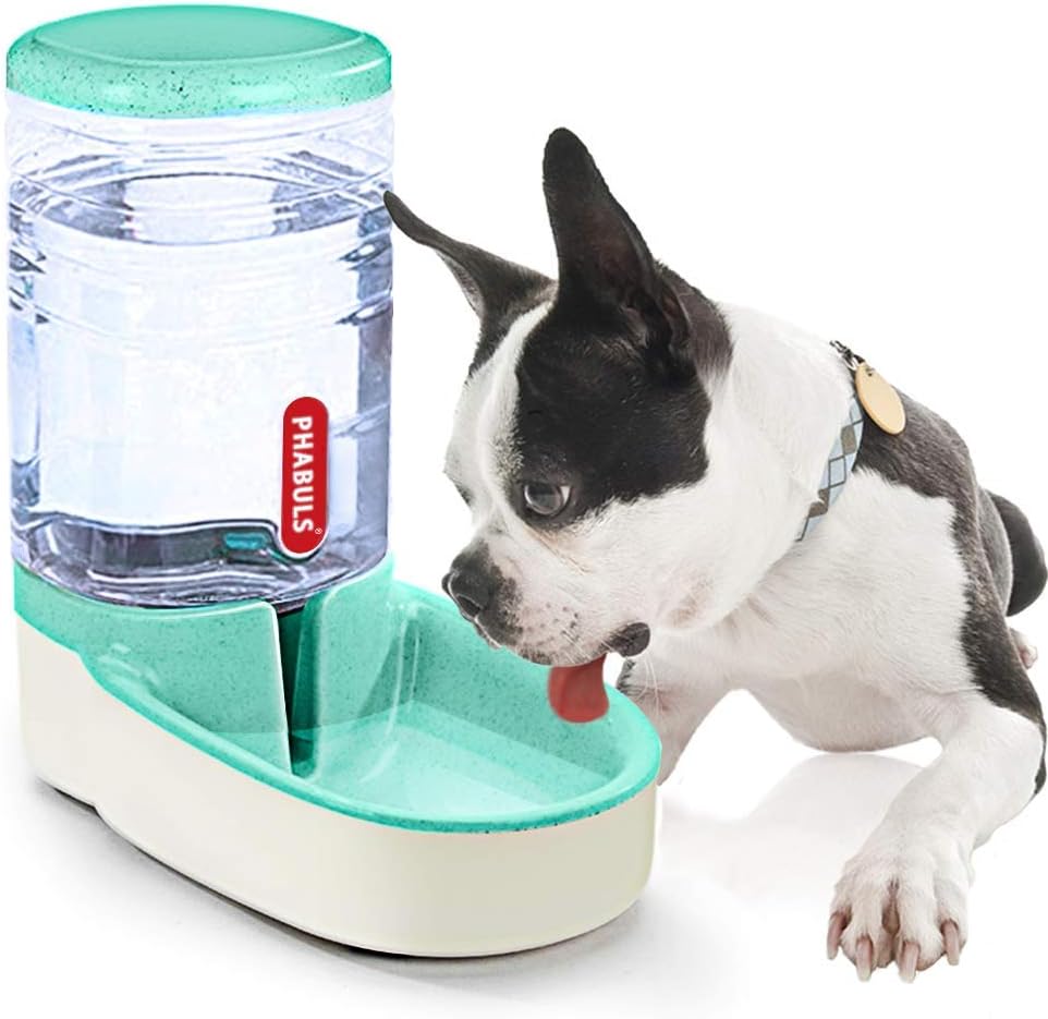 1 Gallon Automatic Pet Water Dispenser and Cat Feeder for Small to Medium Pets (Green)