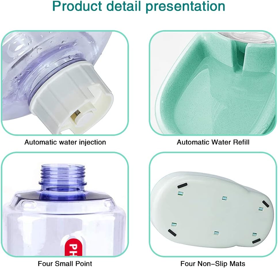 1 Gallon Automatic Pet Water Dispenser and Cat Feeder for Small to Medium Pets (Green)