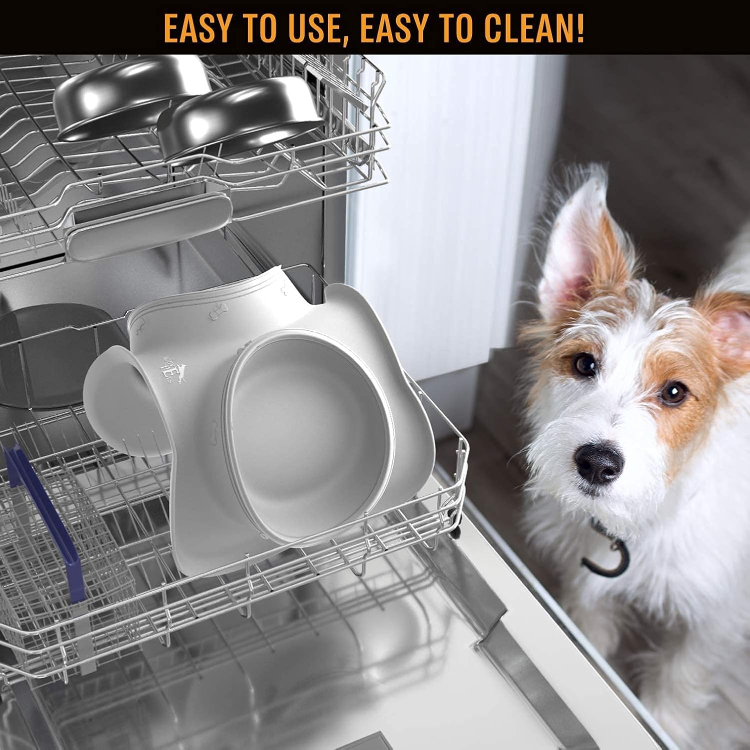 Stainless Steel Dog Bowl Set with Skid-Resistant Silicone Mat - No Spill, Mess-Proof Design for Small to Large Dogs