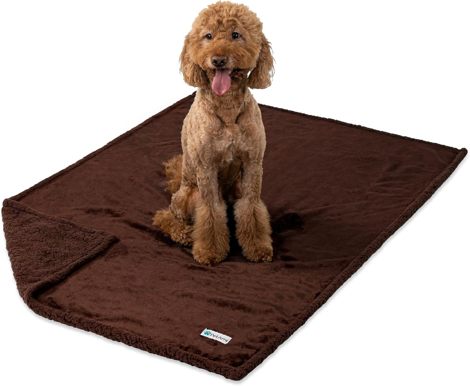 Waterproof Dog Blanket for Couch, Extra Large 80X60, Pee Proof Sherpa Fleece Reversible Pet Throw, Furniture Protector for Bed Sofa Crate Kennel, Soft Washable Cover for Dog Cat, Brown Sherpa