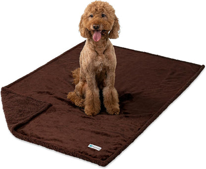 Waterproof Dog Blanket for Couch, Extra Large 80X60, Pee Proof Sherpa Fleece Reversible Pet Throw, Furniture Protector for Bed Sofa Crate Kennel, Soft Washable Cover for Dog Cat, Brown Sherpa